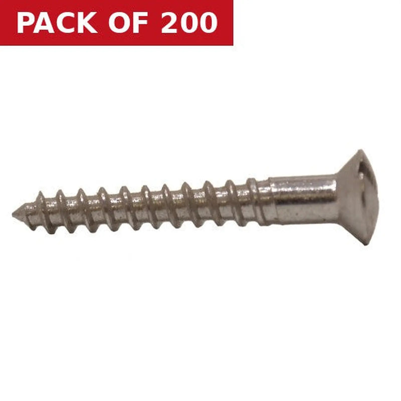 Centurion 1" x 6 Slotted Raised Head Woodscrew - Chrome Plated - (200)