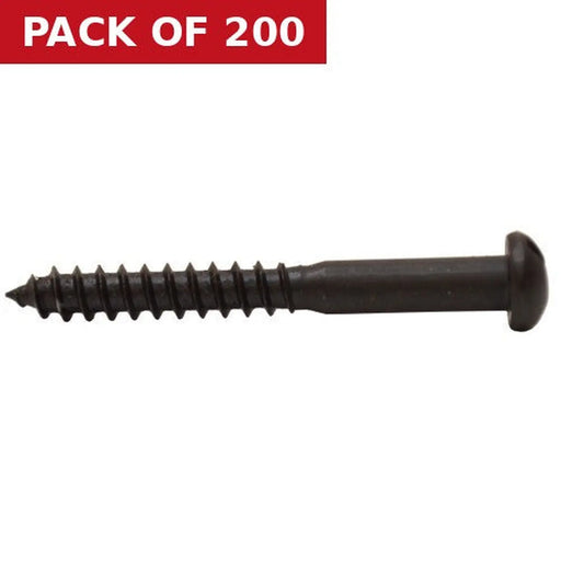 Centurion 1 1/2" x 8 Pozi Round Head Woodscrew - Black Japanned - (200)