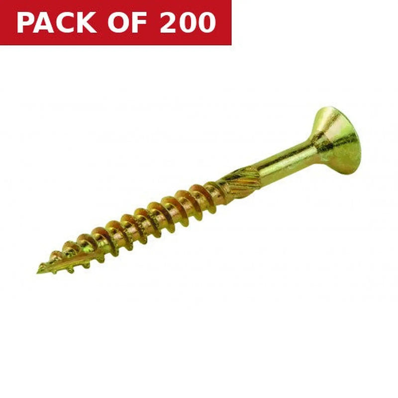 Centurion High Performance Multi Purpose Woodscrew - Pozi - 4 x 25mm - Zinc Yellow Passivated (200)