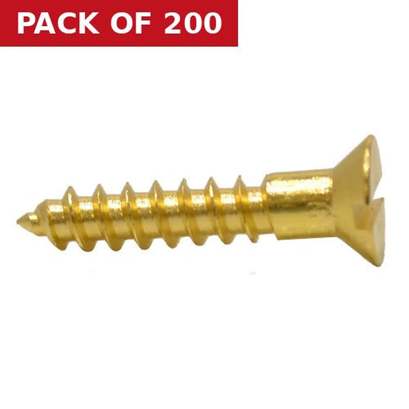 Centurion 3/4" x 6 Slotted Brass Woodscrew - Countersunk Head - (200)
