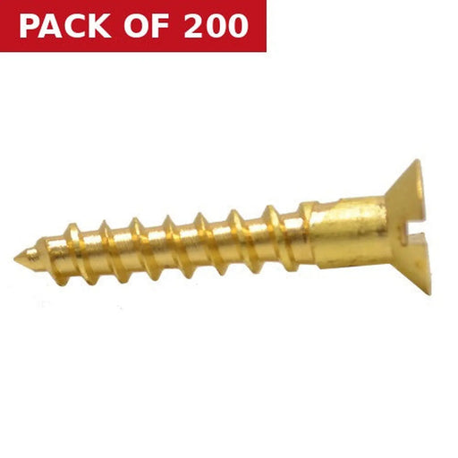 Centurion 1" x 8 Slotted Brass Woodscrew - Countersunk Head - (200)