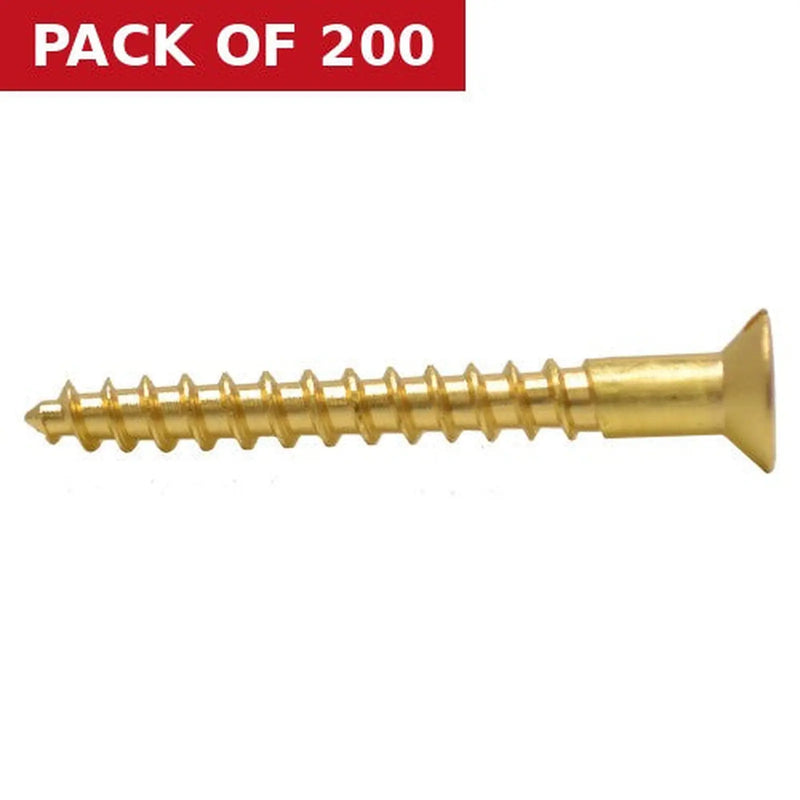 Centurion 1 1/2" x 8 Slotted Brass Woodscrew - Countersunk Head - (200)