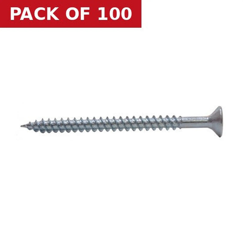 Centurion 2 1/2" x 10 ZP Cross Recessed Hardened Twin Thread Woodscrews with Countersunk Head  (100)