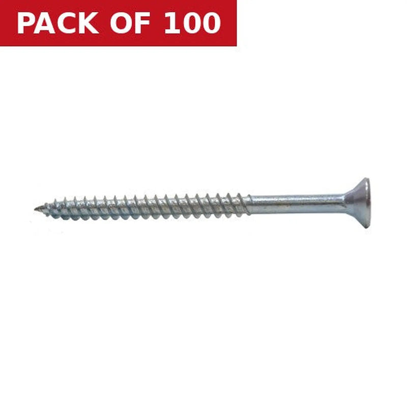 Centurion 3" x 12 ZP Cross Recessed Hardened Twin Thread Woodscrews with Countersunk Head  (100)