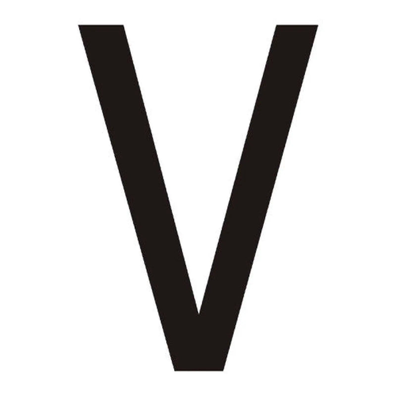 Character 'V' - Black Vinyl - 75mm - Pack of 10 - Min Order 2
