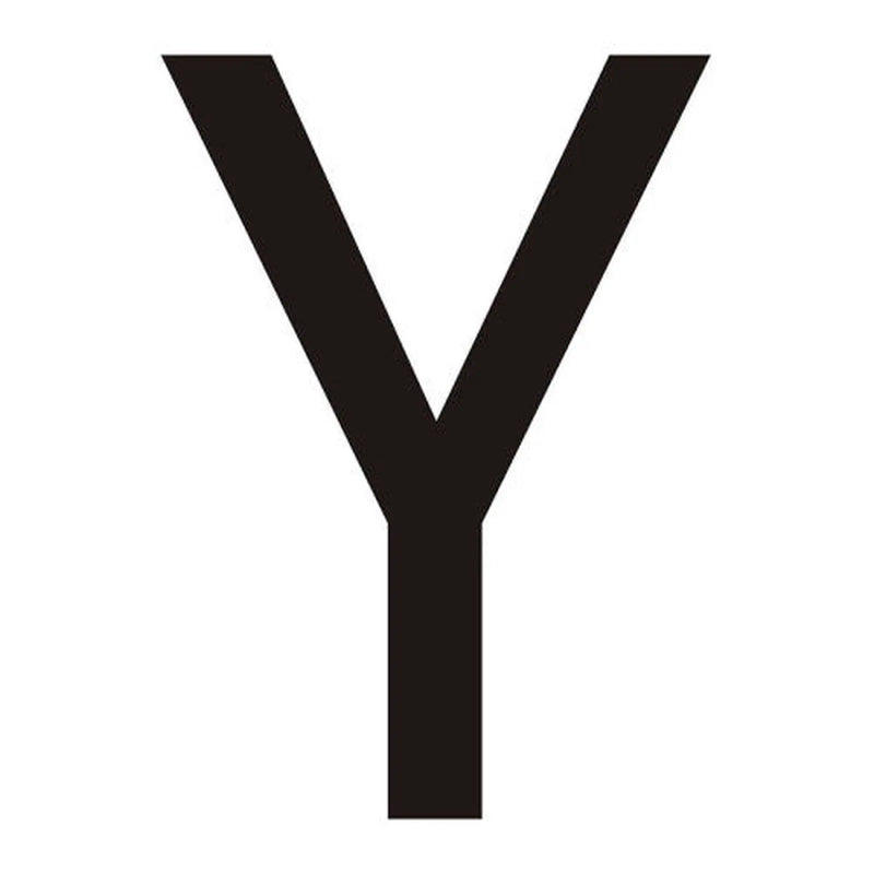 Character 'Y' - Black Vinyl - 75mm - Pack of 10 - Min Order 2