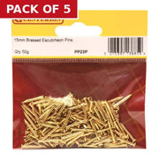 Centurion 15mm Brassed Escutcheon Pins (50g) - Pack of 5