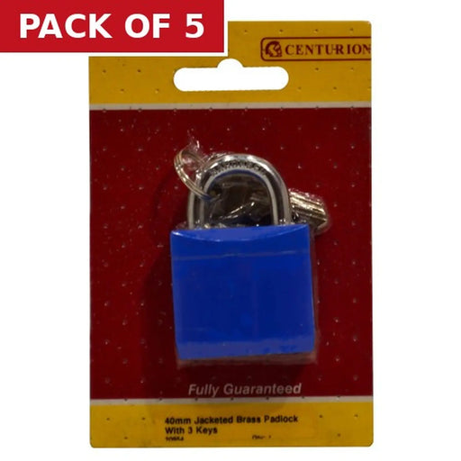 Centurion Jacketed Brass Padlocks, 40mm - Pack of 5