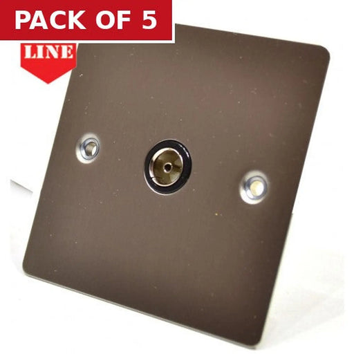 Centurion Satin Chrome Flat Plate Single Co Axial Socket - Pack of 5