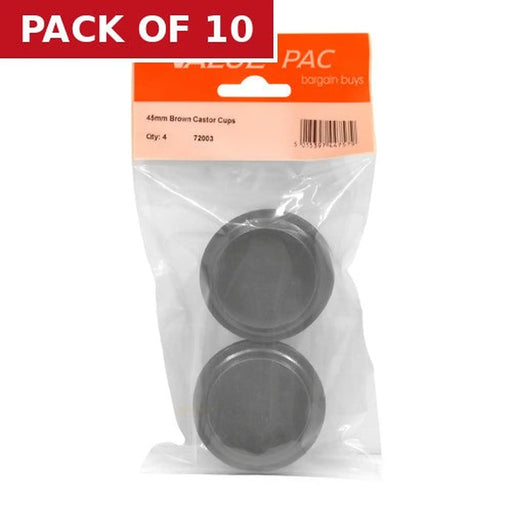 Centurion 45mm Brown Castor Cups - Pack of 10