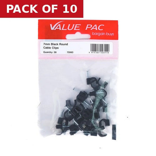 Centurion 7mm Black Round Cable Clips - Pack of 10