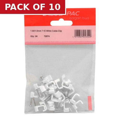 Centurion 1.00/1.5mm T+E White Cable Clip - Pack of 10