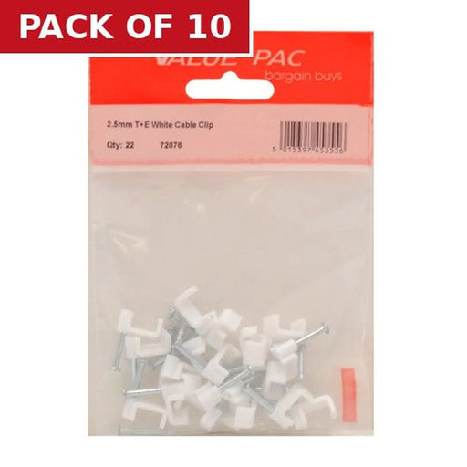 Centurion 2.5mm T+E White Cable Clip - Pack of 10