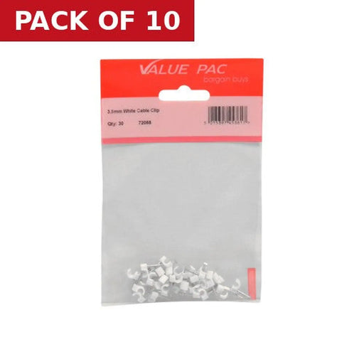 Centurion 3.5mm White Cable Clip - Pack of 10