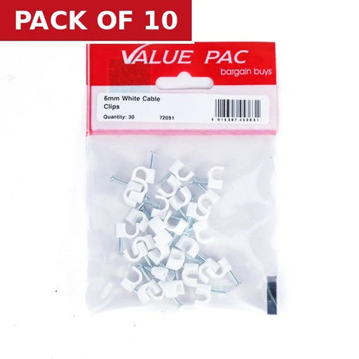 Centurion 6mm White Cable Clip - Pack of 10