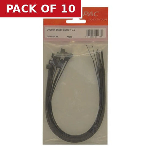 Centurion 300mm Black Cable Ties - Pack of 10