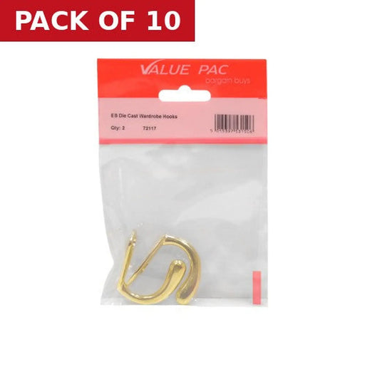 Centurion EB Die Cast Wardrobe Hook - Pack of 10
