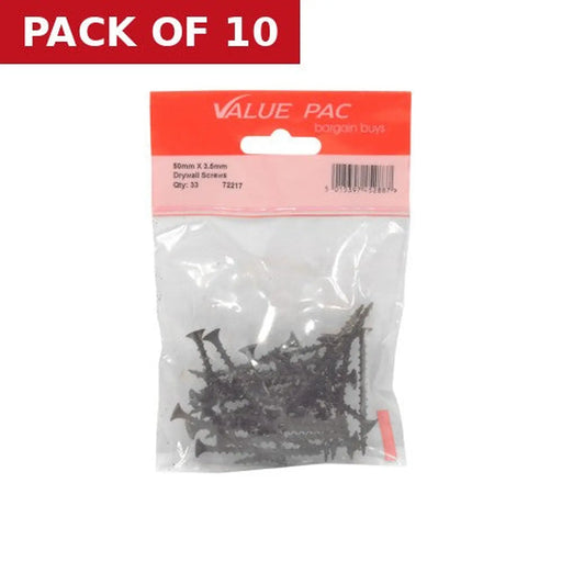 Centurion 50mm x 3.5mm Drywall Screws (Pack of 25) - Pack of 10