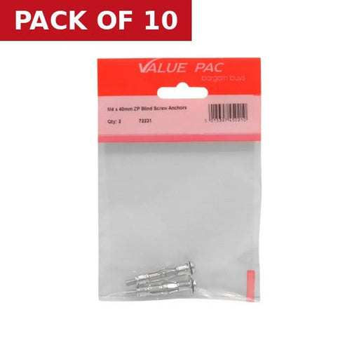 Centurion M4 x 40mm ZP Blind Screw Anchors - Pack of 10