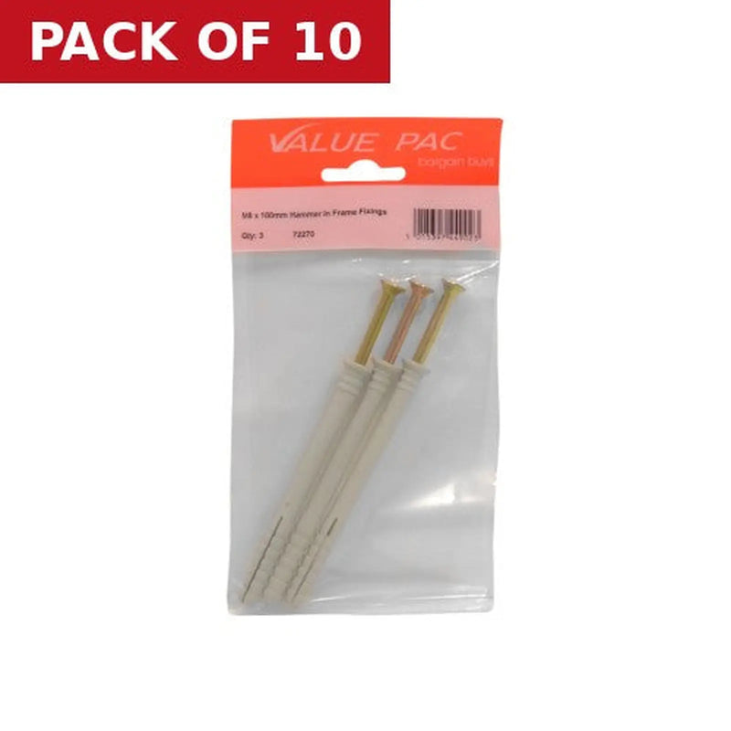 Centurion M8 x 100mm Hammer In Frame Fixings - Pack of 10