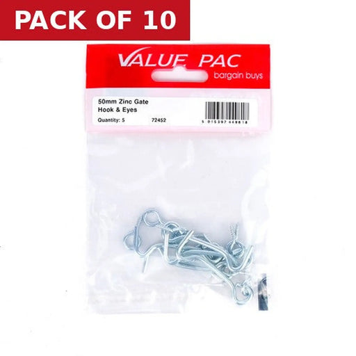 Centurion 50mm (2") ZP Gate Hook & Eyes (Pack of 5) - Pack of 10