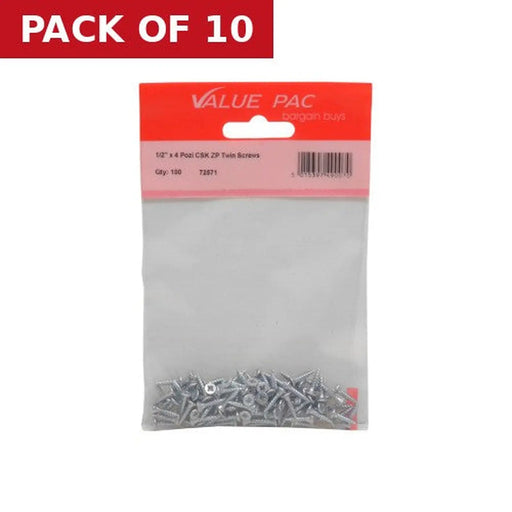 Centurion 1/2" x 4 Pozi CSK ZP Twin Screws (Pack of 70) - Pack of 10