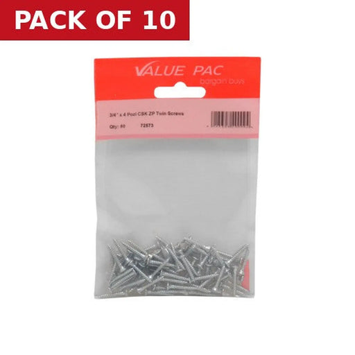 Centurion 3/4" x 4 Pozi CSK ZP Twin Screws (Pack of 65) - Pack of 10