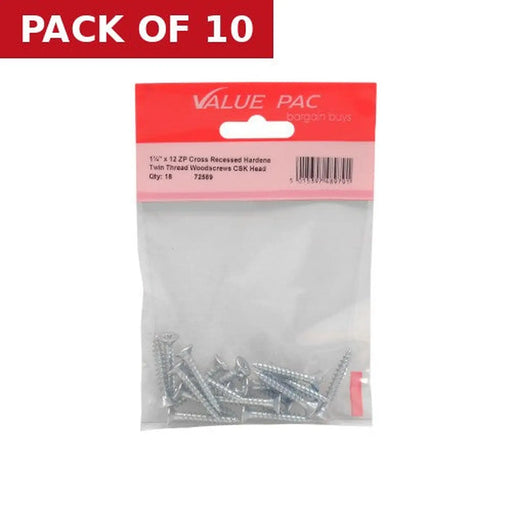 Centurion 1 1/4" x 12 Pozi CSK ZP Twin Screws (Pack of 14) - Pack of 10