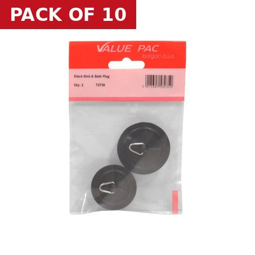 Centurion Black Sink & Bath Plug 2pk - Pack of 10