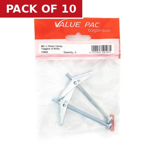 Centurion M5 x 75mm ZP Cavity Toggle Bolt - Pack of 10