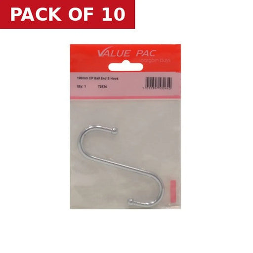 Centurion 100mm CP Ball End S Hook - Pack of 10
