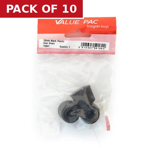 Centurion 28mm Black Plastic Door Stops - Pack of 10