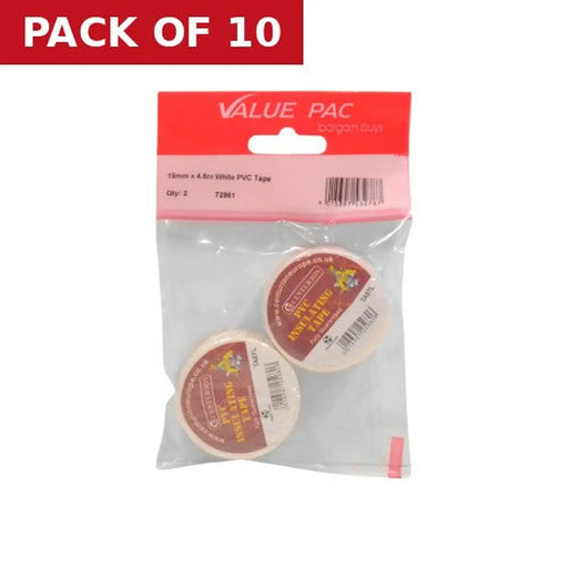 Centurion 19mm x 4.5m White PVC Tape - Pack of 10