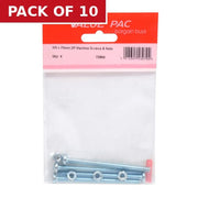 Centurion M5 x 75mm ZP Machine Screws & Nuts 4pk - Pack of 10