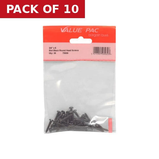 Centurion 3/4" x 6 Pozi Black Round Head Woodscrews (Pack of 22) - Pack of 10