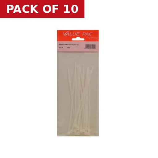 Centurion 150mm x 3.6mm Natural Cable Ties 15pk - Pack of 10