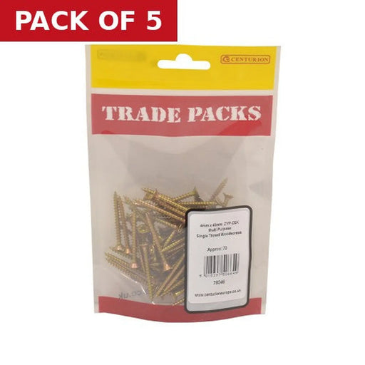 Centurion Pozi Multi Purpose Countersunk Woodscrews - Zinc Yellow Passivated - Pack of 5