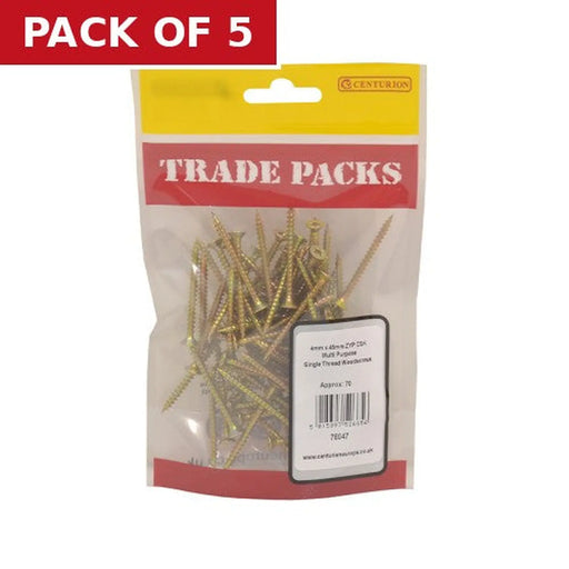 Centurion Pozi Multi Purpose Countersunk Woodscrews - Zinc Yellow Passivated - Pack of 5