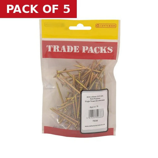 Centurion Pozi Multi Purpose Countersunk Woodscrews - Zinc Yellow Passivated - Pack of 5