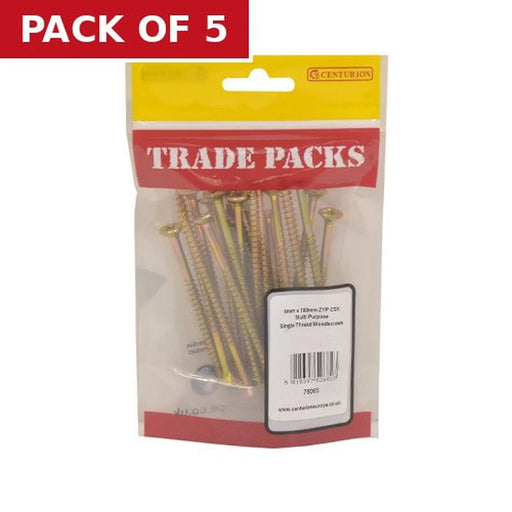 Centurion Pozi Multi Purpose Countersunk Woodscrews - Zinc Yellow Passivated - Pack of 5
