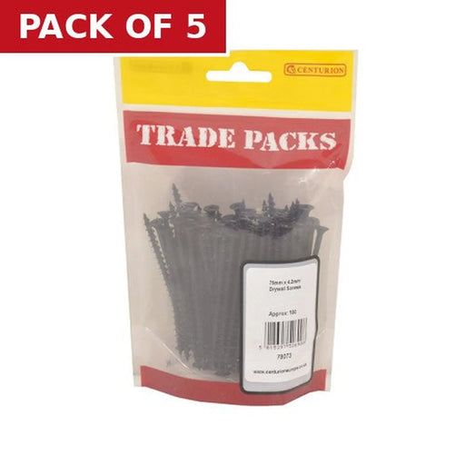 Centurion Drywall Screws - Black Phosphate - 75mm x 4.2mm - (100 PK) - Pack of 5