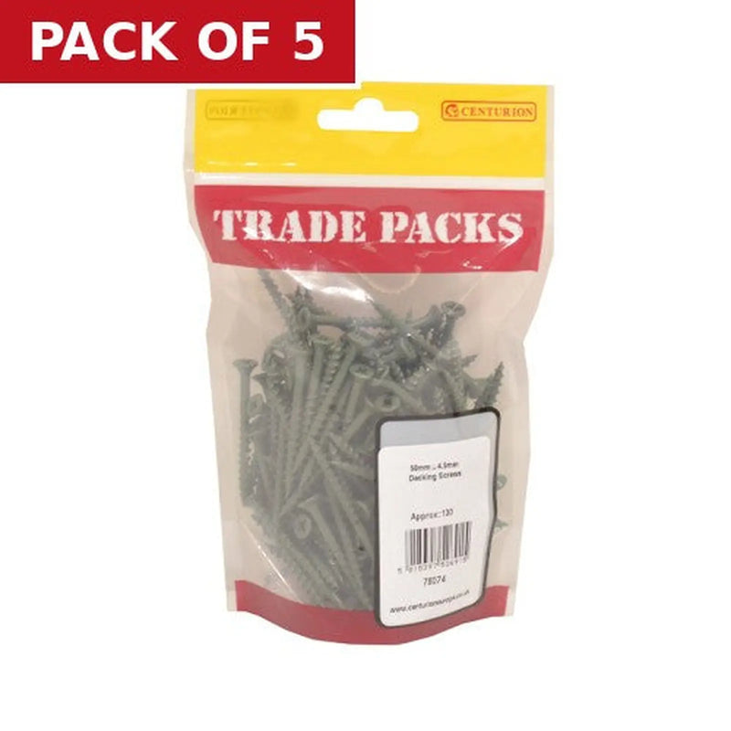 Centurion Timber Decking Screws - Green - 50mm x 4.5mm - (130 PK) - Pack of 5