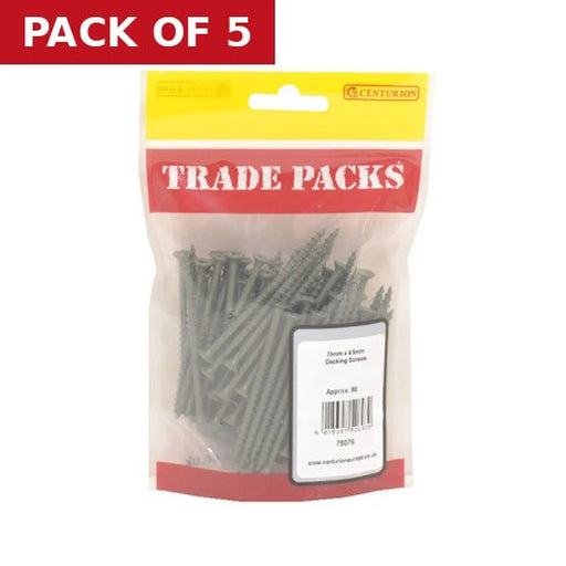 Centurion Timber Decking Screws - Green - 75mm x 4.5mm - (80 PK) - Pack of 5