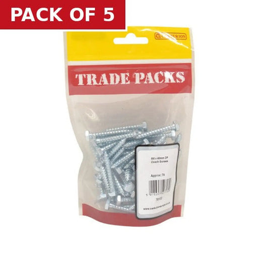 Centurion Coach Screws - Zinc Plated - M6 x 40mm - (70 PK) - Pack of 5