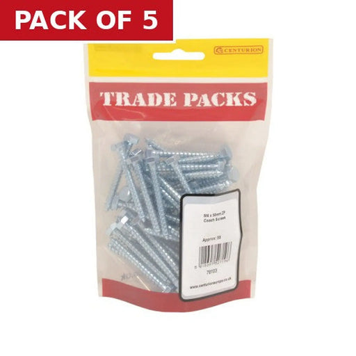 Centurion Coach Screws - Zinc Plated - M6 x 50mm - (55 PK) - Pack of 5