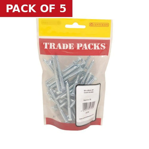 Centurion Coach Screws - Zinc Plated - M6 x 60mm - (50 PK) - Pack of 5