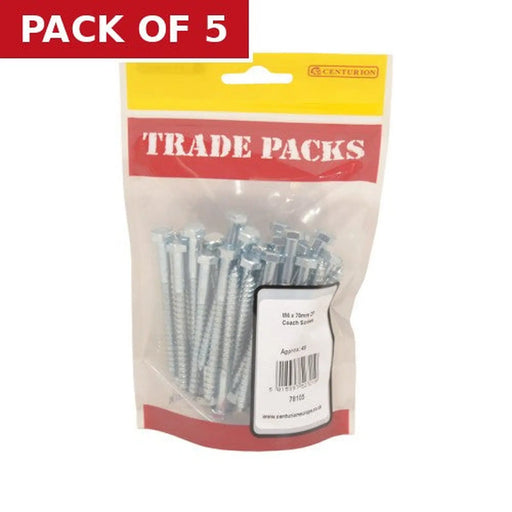 Centurion Coach Screws - Zinc Plated - M6 x 70mm - (45 PK) - Pack of 5