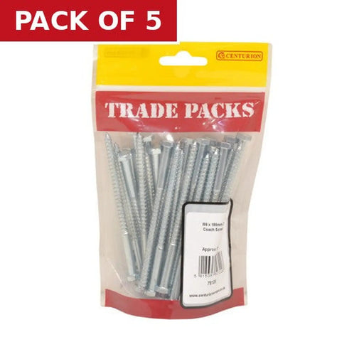 Centurion Coach Screws - Zinc Plated - M6 x 100mm - (35 PK) - Pack of 5
