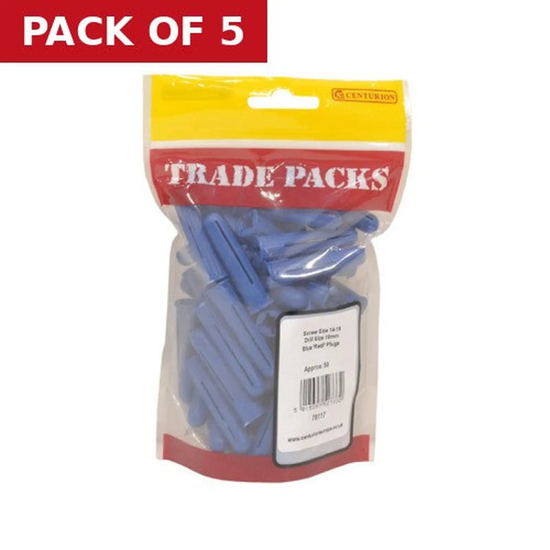 Centurion Wallplugs - Blue - Screw Size 14-18 - (50 PK) - Pack of 5