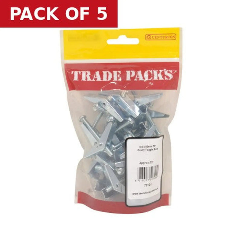 Centurion Cavity Toggle Bolt - Zinc Plated - M5 x 50mm - (22 PK) - Pack of 5